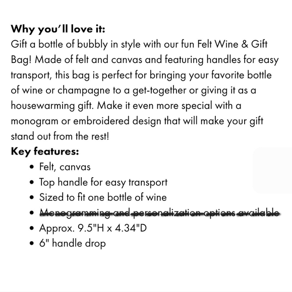 👀50% OFF🍾🍷NWT‼️ Thirty-One brand Wine & Gift Bag - Picture 3 of 8